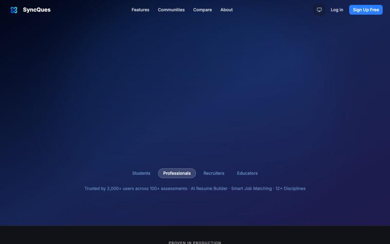 SyncQues — AI-Powered Career Platform | Network, Learn, Build Resume, Get Hired — screenshot