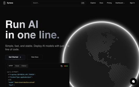 Synexa AI: Deploy AI Models in One Line of Code — screenshot