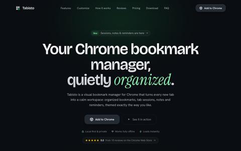 Tabisto: Visual Bookmark Manager for Chrome (New Tab) — screenshot