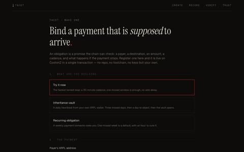 Create an obligation — Tacet — screenshot