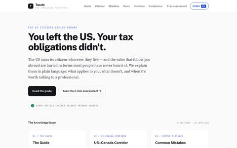 Plain-language tax compliance for US citizens abroad — Tacofe — screenshot
