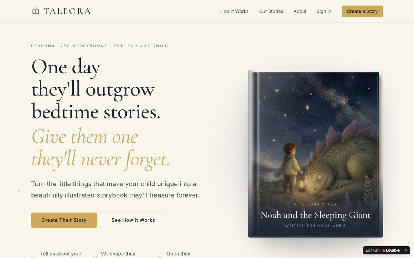 Taleora — Personalized Children's Storybooks — screenshot