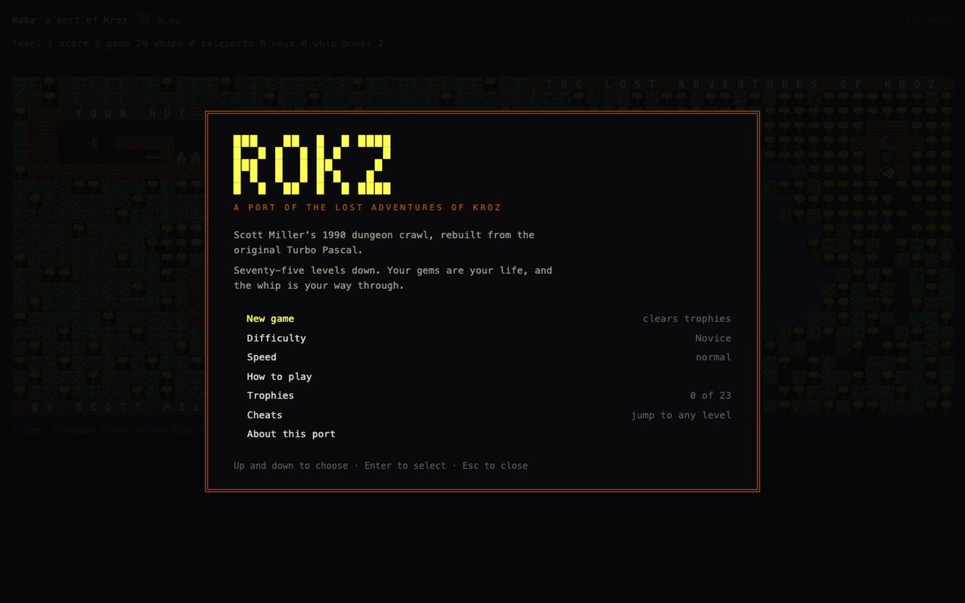 Rokz — a port of Kroz — screenshot