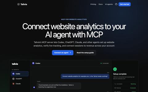 Website Analytics MCP Server for ChatGPT, Claude and Codex - Talivia — screenshot