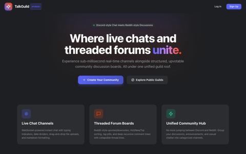TalkGuild - Where Real-Time Chat Meets Threaded Communities — screenshot