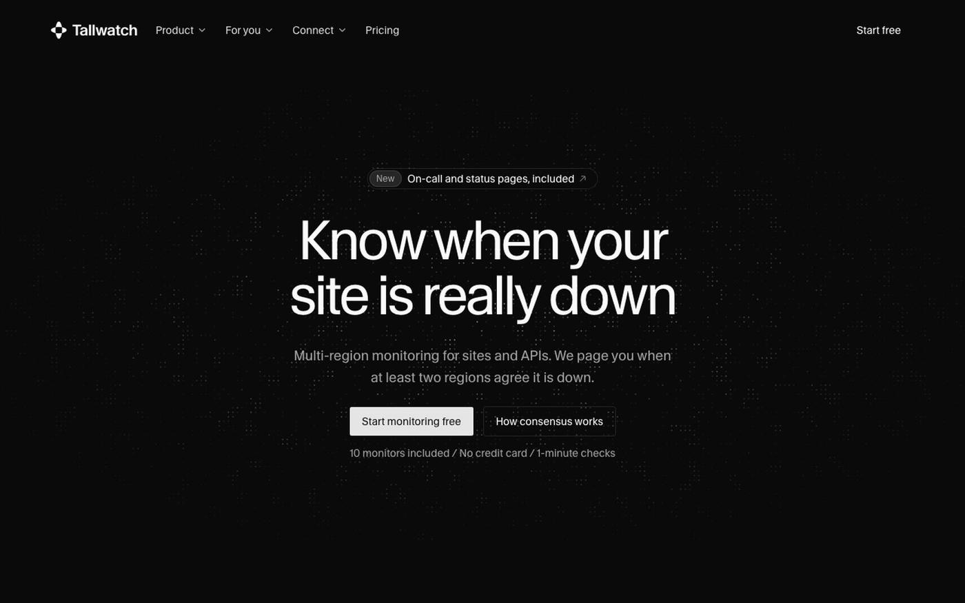 Tallwatch — Uptime Monitoring Without False Alerts — screenshot