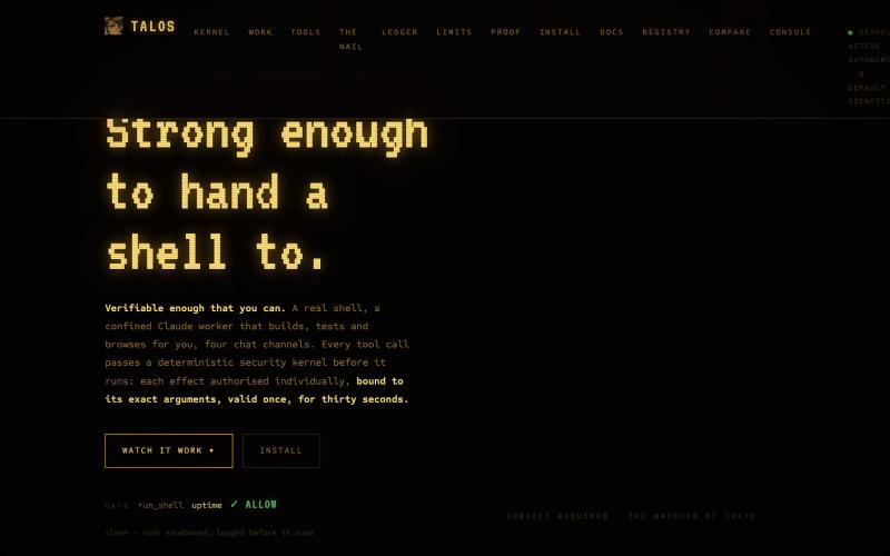 Talos — an AI agent with a permission kernel — screenshot