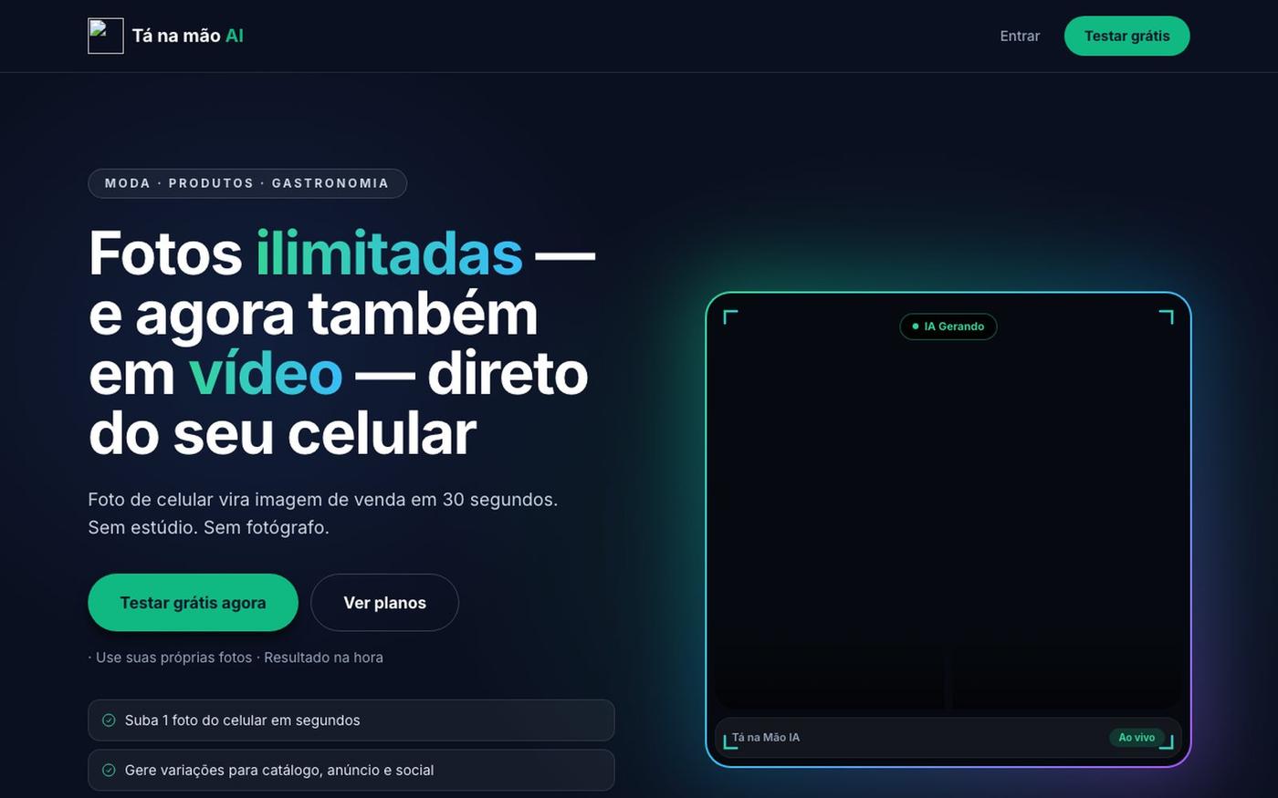Ta na mão AI: Geração de Imagens com IA para Moda e E-commerce — screenshot