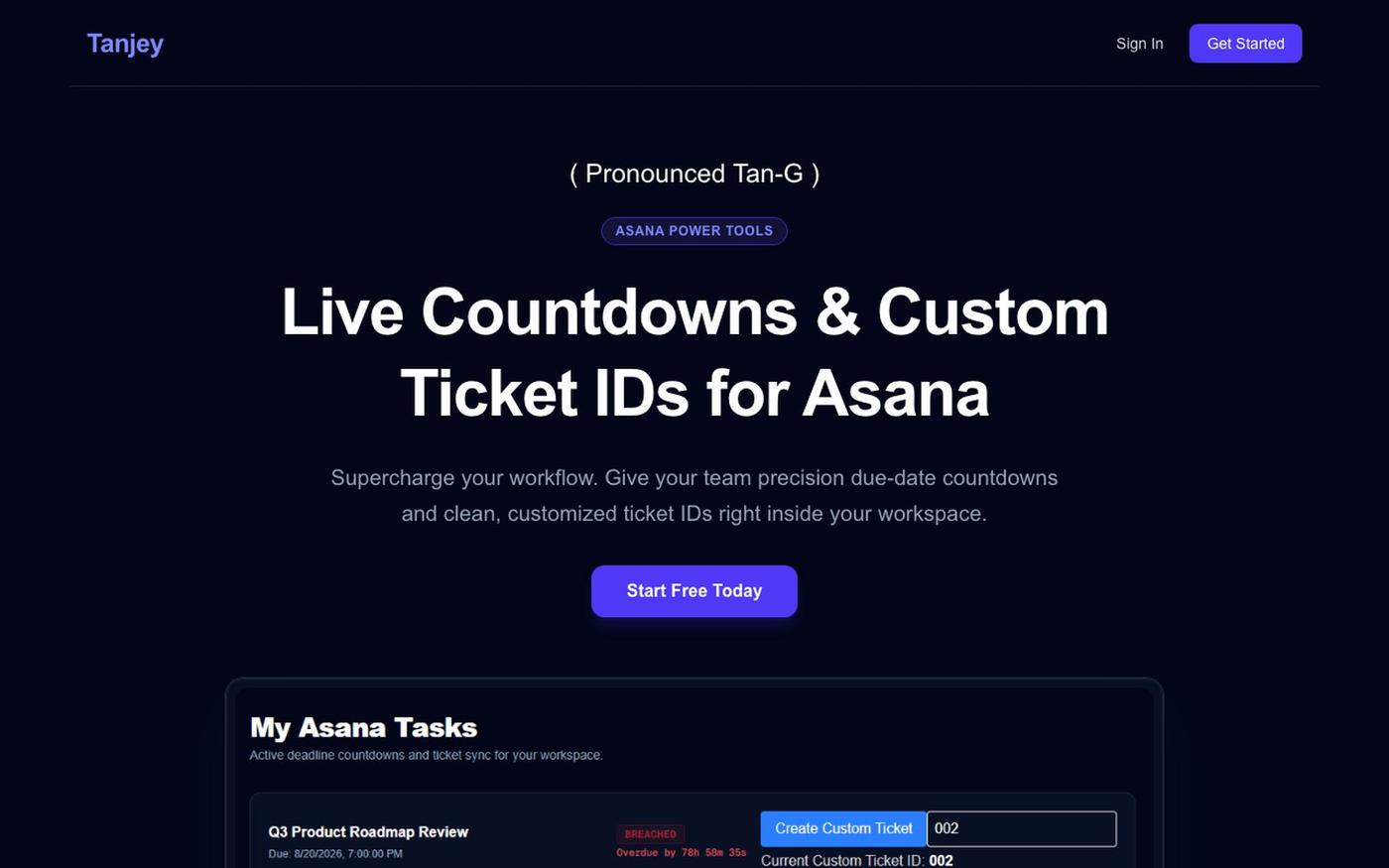 Tanjey | Task Timers & Asana Management — screenshot