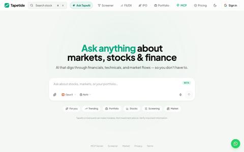 Tapetide — AI-Powered Indian Stock Research — screenshot