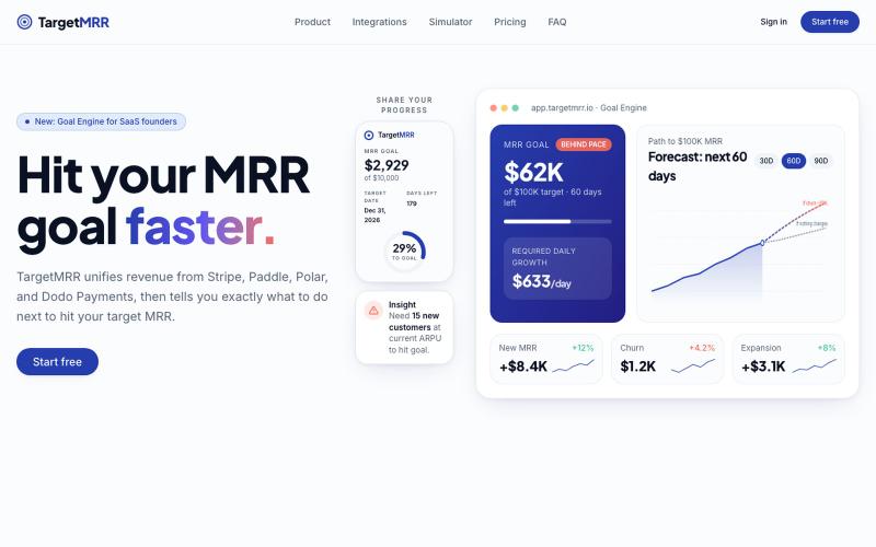 TargetMRR - Hit your MRR goal faster — screenshot