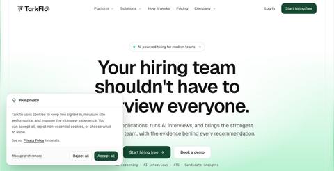 The AI recruiter that runs the whole pipeline — interviews to signed offer | Tar — screenshot
