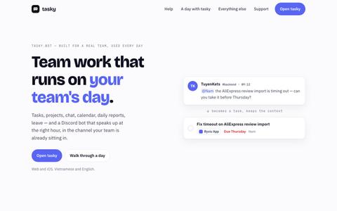 tasky — team work that runs on your team's actual day — screenshot