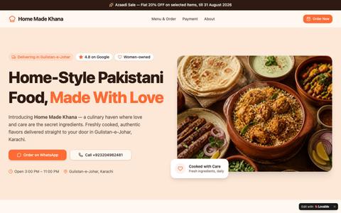 Home Made Khana | Fresh Home-Style Food Delivery in Gulistan-e-Johar, Karachi — screenshot