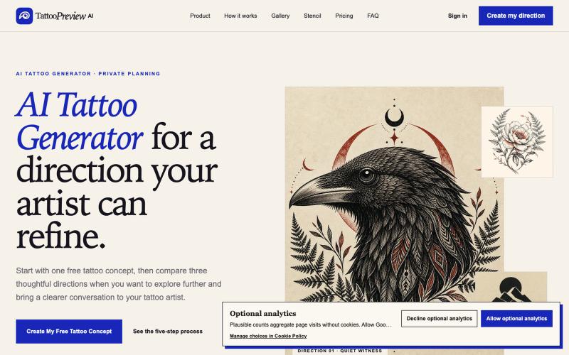 AI Tattoo Generator: Ideas, Stencils & Placement — screenshot