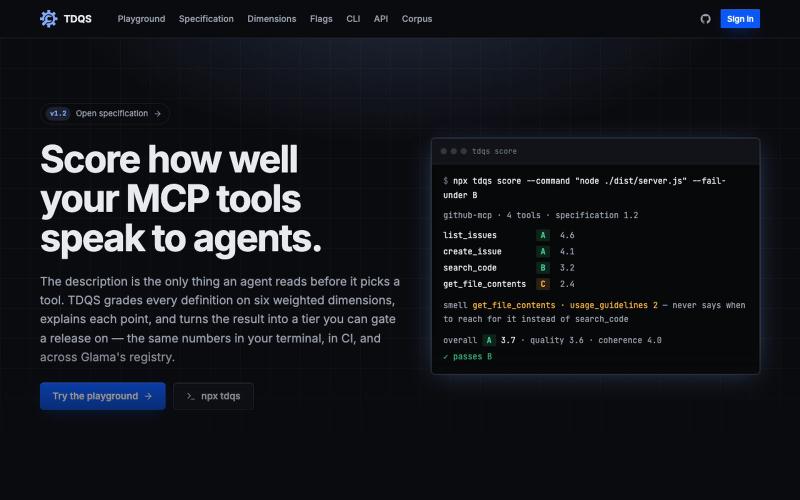 TDQS — Tool Definition Quality Score — screenshot