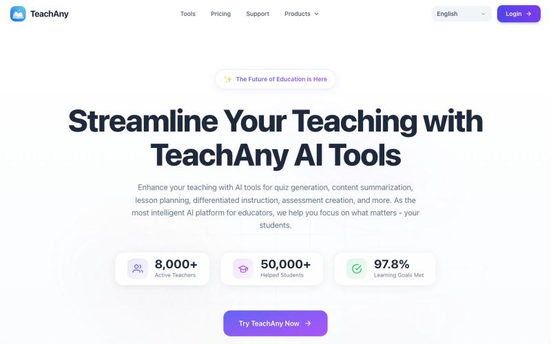 TeachAny | AI Teaching Tools Platform for Teachers — screenshot