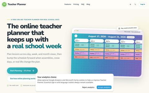 Online Teacher Planner for Flexible Lesson Plans — screenshot