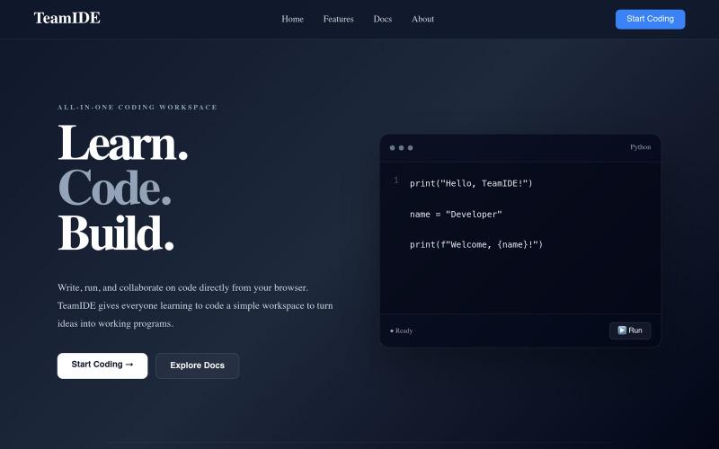 TeamIDE — Collaborative Online Code Editor — screenshot
