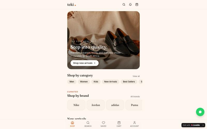 Teki — Premium shoes for every step — screenshot