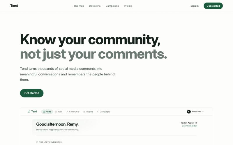 Tend | The AI community manager for creators — screenshot