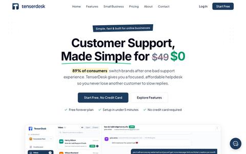 TenserDesk | Affordable Customer Support Software for Small Business — screenshot