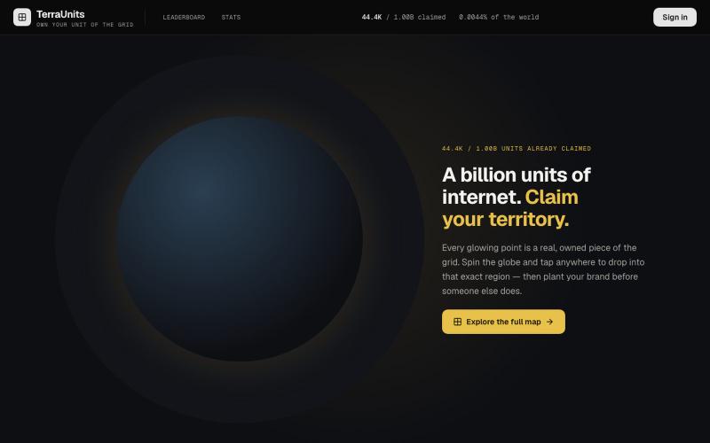 TerraUnits — Own your unit of the grid — screenshot