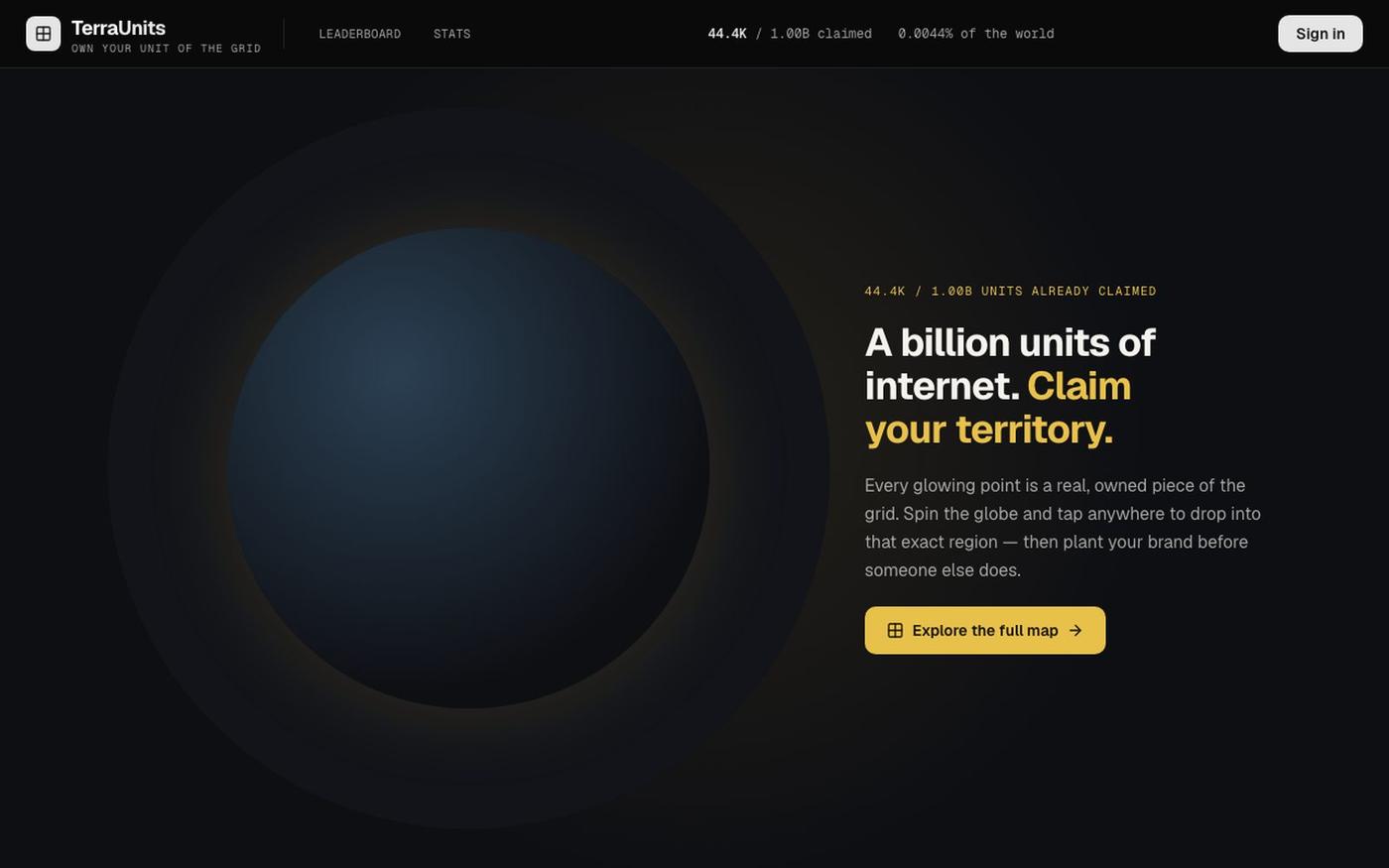 TerraUnits — Own your unit of the grid — screenshot