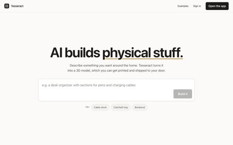 Tesseract — AI builds physical stuff — screenshot