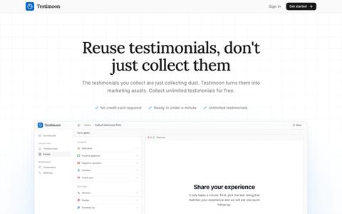 Testimoon - Collect unlimited testimonials for free — screenshot