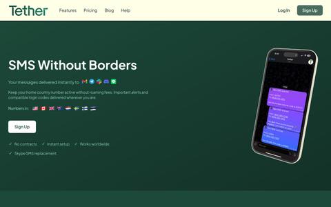 SMS Without Borders - Tether | Forward SMS to Your Favorite Apps — screenshot