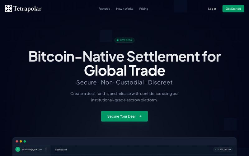 Bitcoin Escrow for Global Trade | Tetrapolar — screenshot