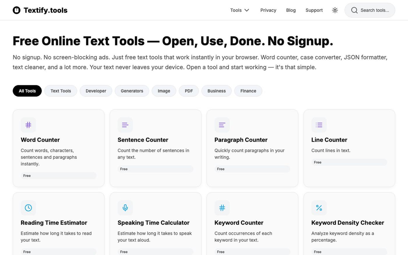 Free Online Text Tools - Textify.tools — screenshot