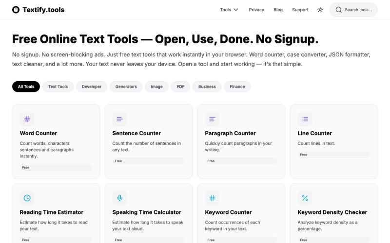 Free Online Text Tools - Textify.tools — screenshot