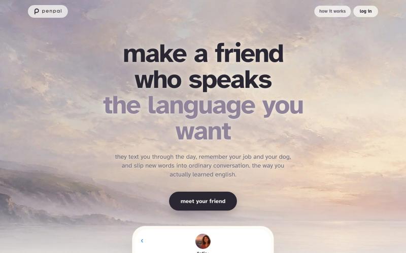 penpal · a friend in another language — screenshot