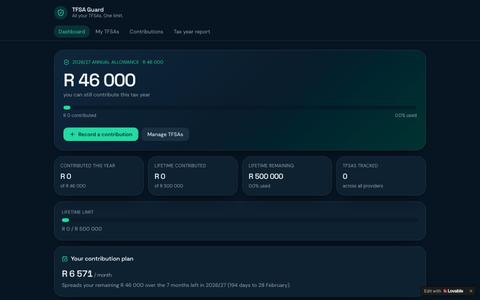 TFSA Guard — Track your R46,000 TFSA limit — screenshot
