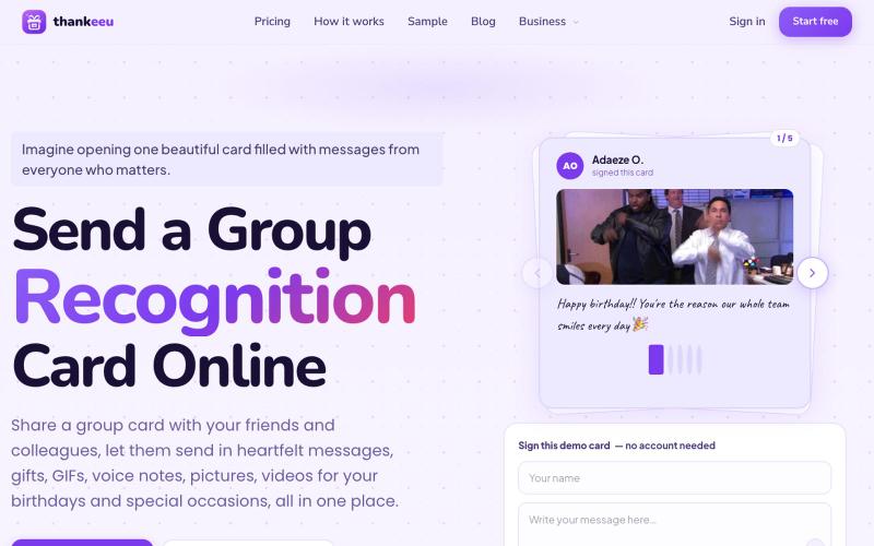 Thankeeu — Group Cards & Gifts for Every Occasion 💜 — screenshot