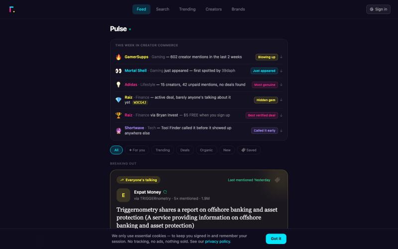 That's The One — Creator Commerce Intelligence Feed — That's The One — screenshot