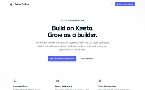 AnchorFactory — Builder Hub for the Keeta Ecosystem — screenshot