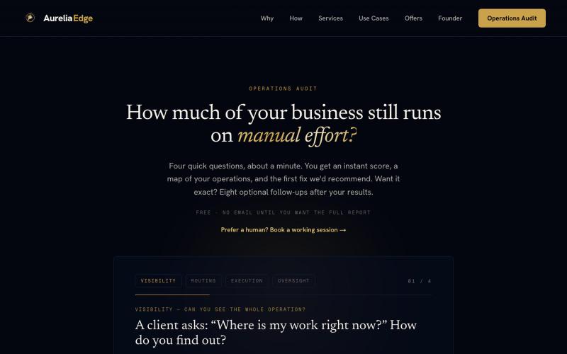 The Operations Audit: 4 Quick Questions, Instant Score | Aurelia Edge — screenshot