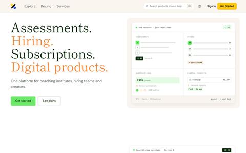 Assessments, hiring, subscriptions and digital products · TheBlueMustard — screenshot