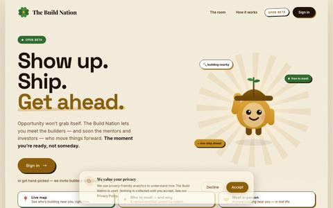 The Build Nation — Show up. Ship. Get ahead. — screenshot