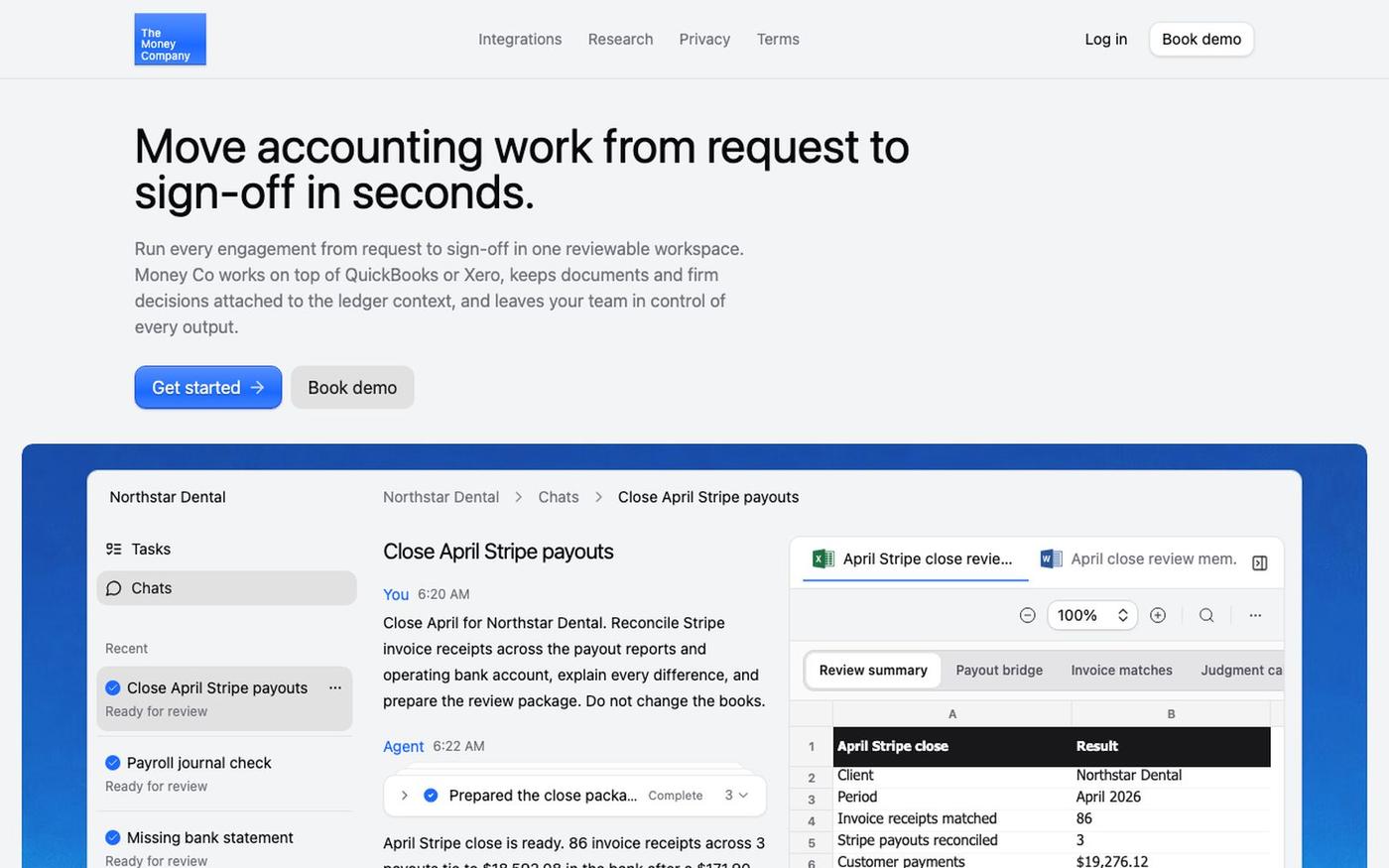 Finish complex accounting, audit, and tax work | Money Co. — screenshot