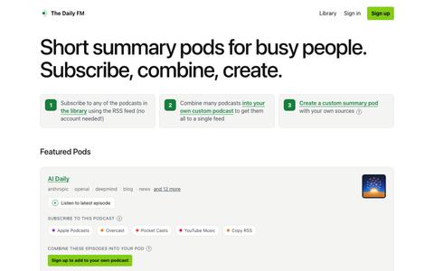 The Daily FM — a daily podcast built from the sources you actually read — screenshot