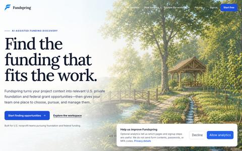 Fundspring | AI Grant Finder for U.S. Nonprofits — screenshot
