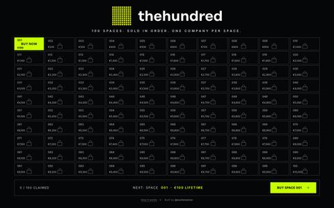 thehundred — 100 spaces, sold in order — screenshot