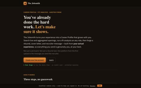 The Jobsmith — tailored, audited resumes from your real experience — screenshot