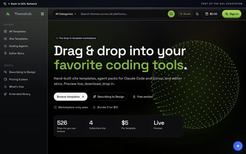 Theme Hub — drag-and-drop templates for your coding tools — screenshot