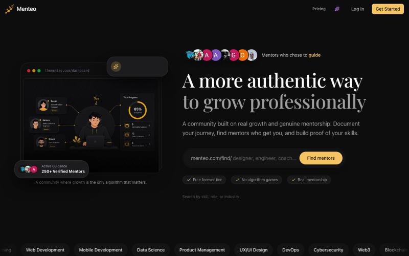 Menteo - Professional Mentorship Platform — screenshot
