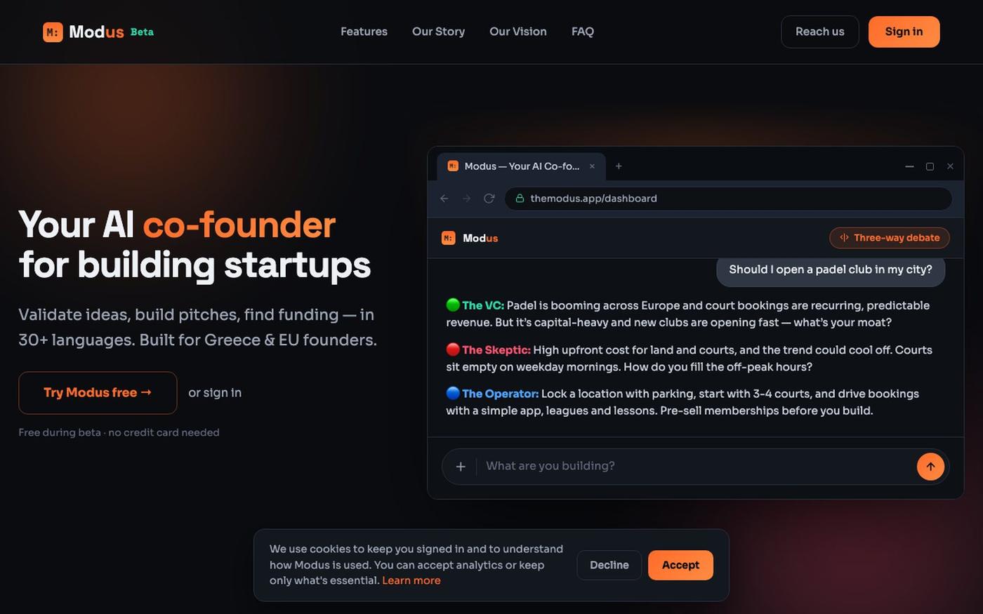 Modus — Your AI Co-founder — screenshot